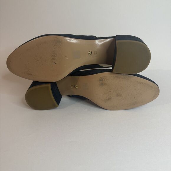 Pelle Moda Ulla women navy blue sling back pump-almond toe-block heel suede 10M - Picture 10 of 12